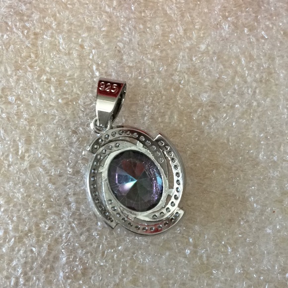 925 mystic topaz and cz pendent - Picture 2 of 4